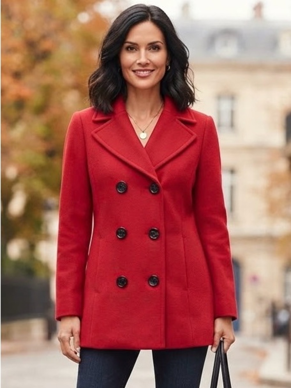 Talbots Red Double-Breasted Pea Coat - 4